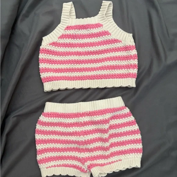 Cat & Jack Pink and Cream Striped Knit Set - Picture 3 of 3